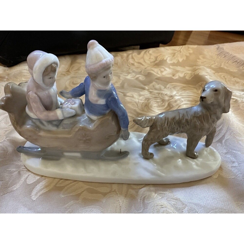 Sleigh Ride” Meico Figurine By Paul Sebastian Christmas Porcelain 8.5" Vintage